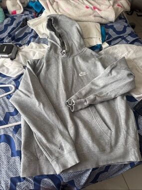 Nike Light Gray Pullover Hoodie with White Logo